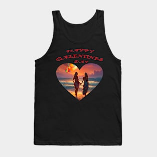 Hand in hand girlfriends on Galentines day Tank Top